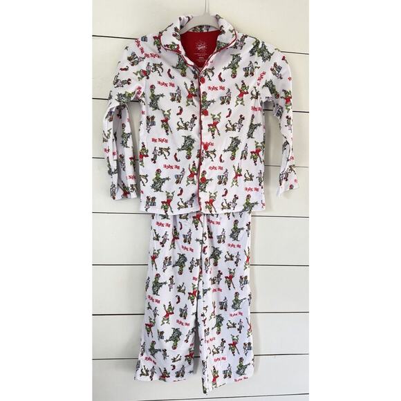 Dr Seuss The Grinch Pajamas Child Christmas Button Up Coat Style S (6/6X) - Picture 1 of 7